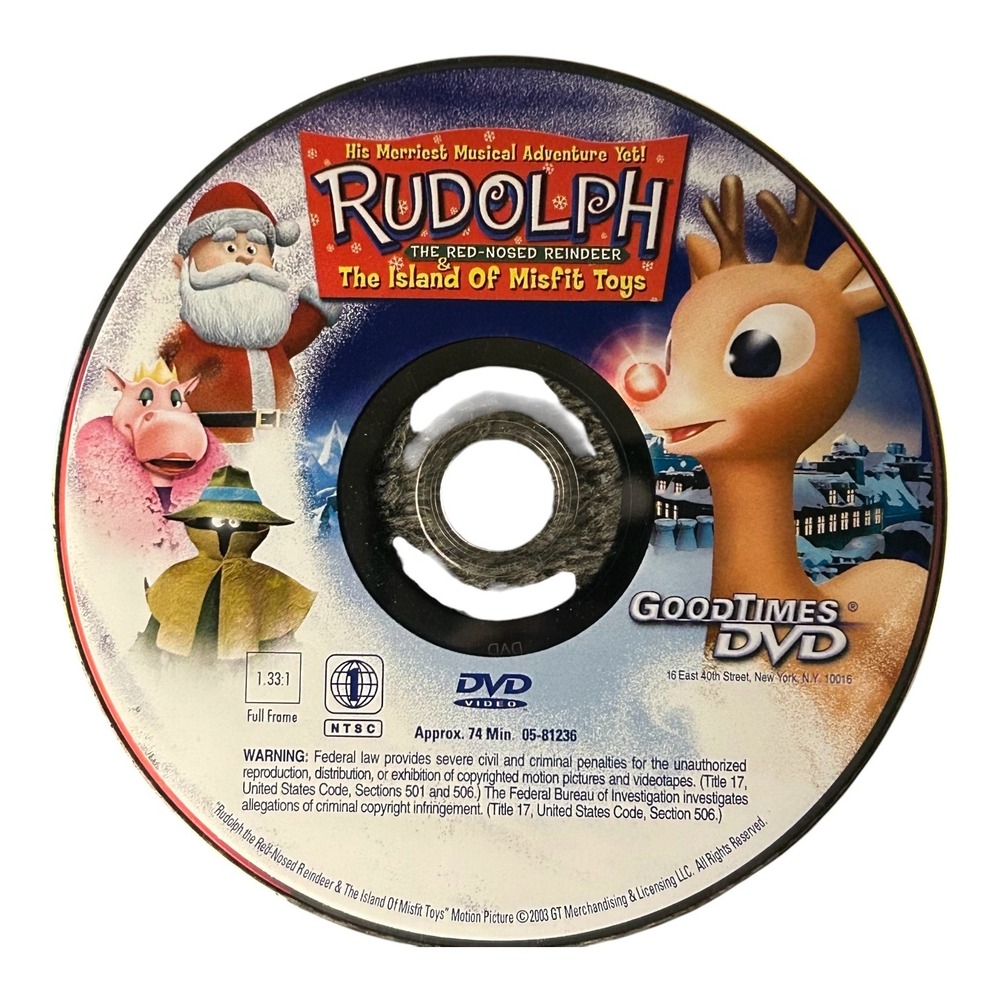 Rudolph The Red Nosed Reindeer Island of Misfit Toys DVD Christmas Disc Only - Picture 2 of 3